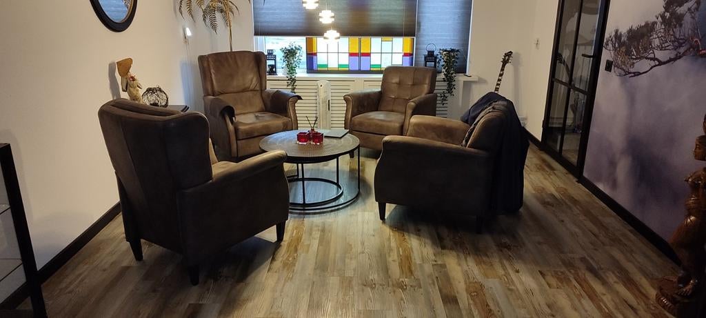 Zgan mooie fauteuils 4 stuks, eventueel ruilen zie adv, Ophalen, Overige materialen, 75 tot 100 cm, Zo goed als nieuw