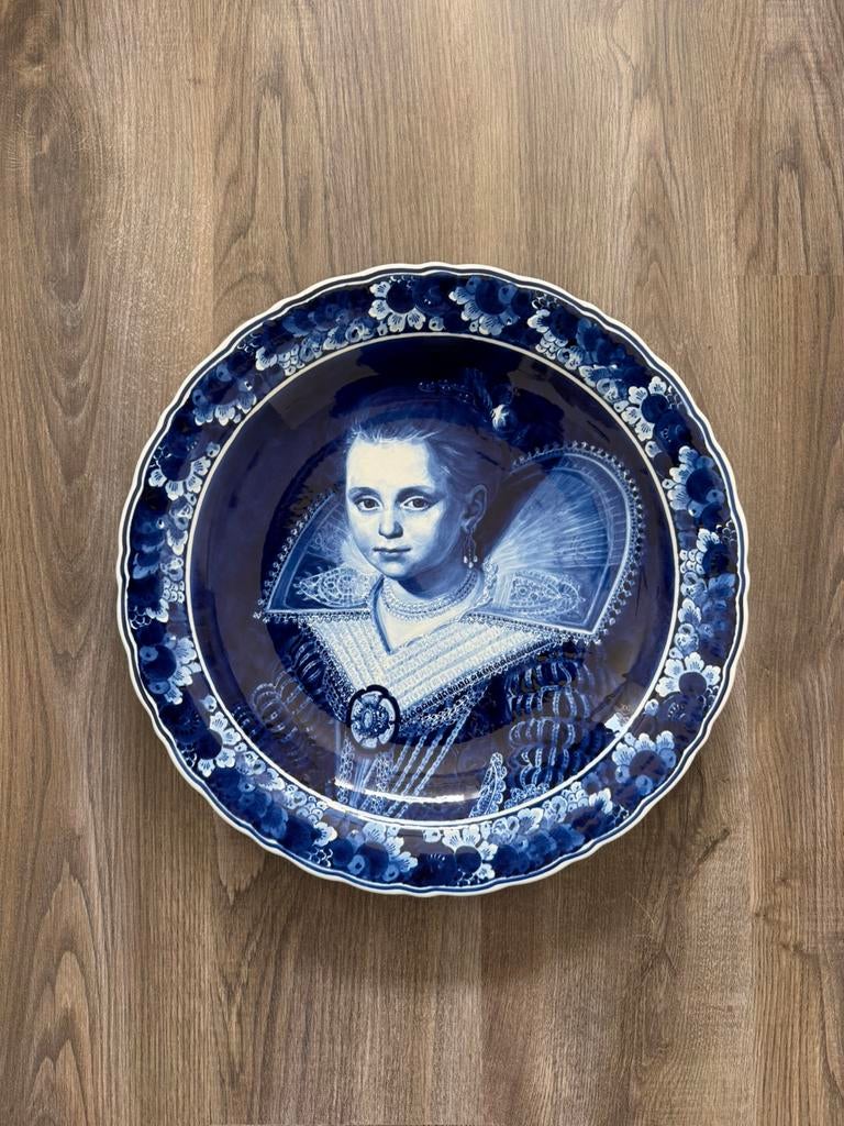 Porceleyne fles groot delfstblauw wandbord puntgaaf 42 cm, Antiek en Kunst, Ophalen of Verzenden