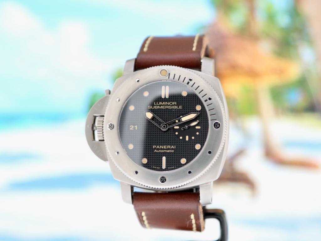 Panerai Submercible PAM00569 S.E. Lefty Briljante Staat 2014, Overige merken, Overige materialen, Leer, Polshorloge