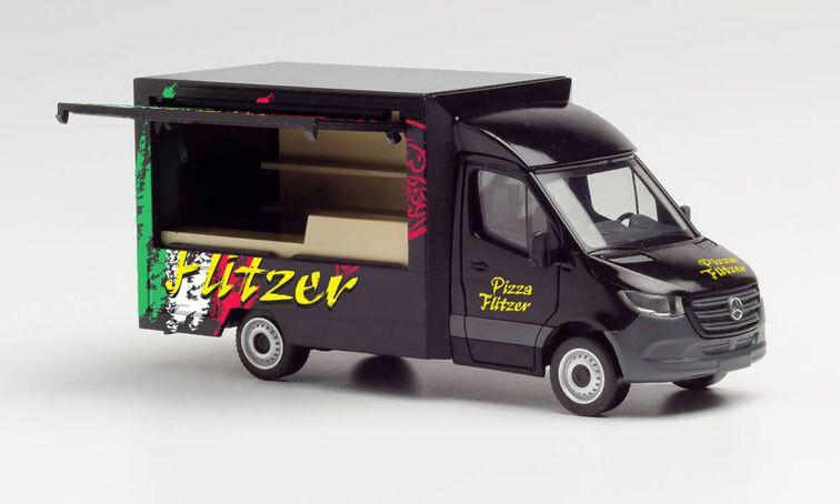 Mercedes Benz Sprinter Foodtruck Pizza Flitzer Herpa, Nieuw, Ophalen of Verzenden, Bus of Vrachtwagen, Herpa