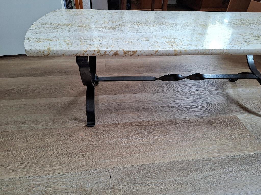 Travertin Salontafel, Huis en Inrichting, Tafels | Salontafels, Ophalen, Gebruikt, 100 tot 150 cm, Overige materialen