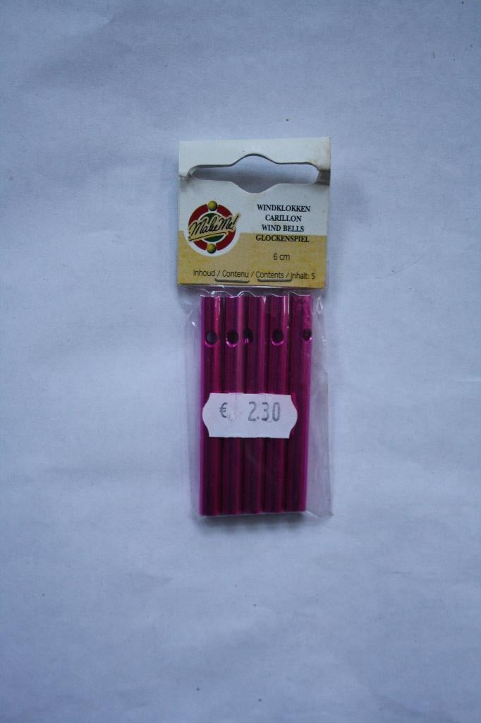 5 zakjes windklokjes buisjes aluminium fuchia, Hobby en Vrije tijd, Knutselen, Ophalen of Verzenden, Nieuw