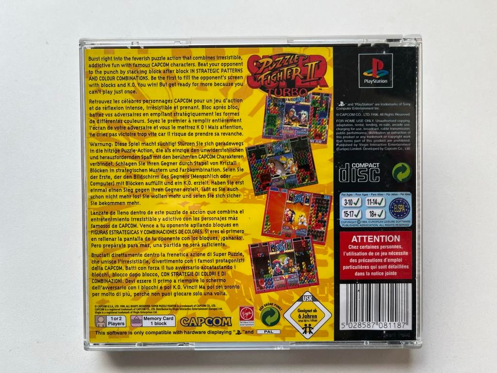 Puzzle Fighter II Turbo PlayStation 1, Puzzel en Educatief, Gebruikt, T, 2 spelers