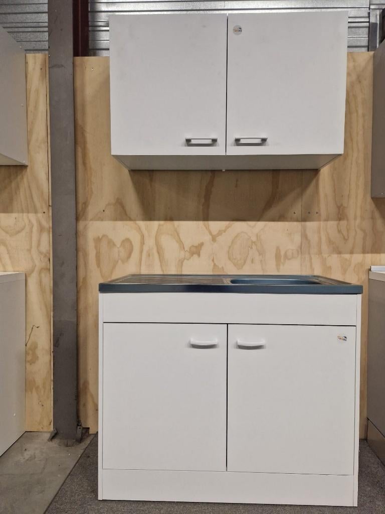 keuken 100 cm nieuw inclusief spoelbak bovenkasten actie, Huis en Inrichting, Keuken | Complete keukens, Overige materialen, Wit