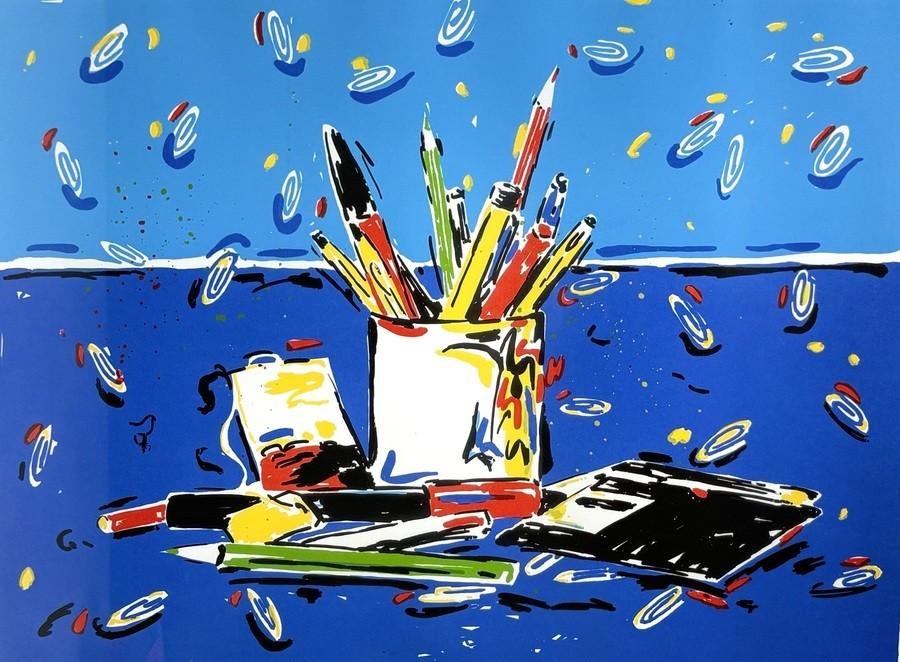 1373. Zeefdruk - Henk Hofstra "Datas", kantoorgerei, 1980, Ophalen of Verzenden