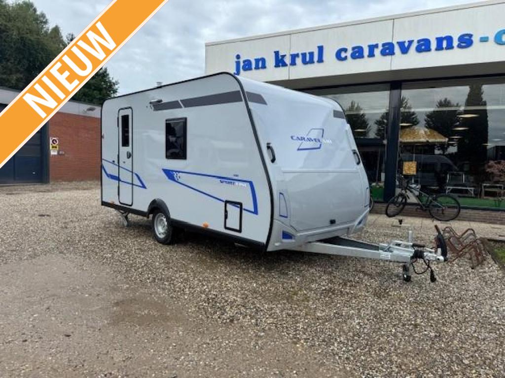 Caravelair Sport-Line 410 zwart met lichtgrijs, Bedrijf, Treinzit, Overige typen, 4 tot 5 meter