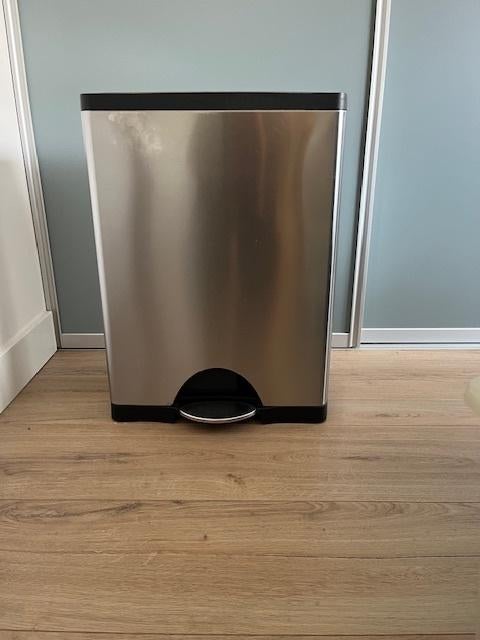 Rvs dubbele pedaalemmer afval- of prullenbak van Simplehuman, Huis en Inrichting, Woonaccessoires | Prullenbakken, Met pedaal