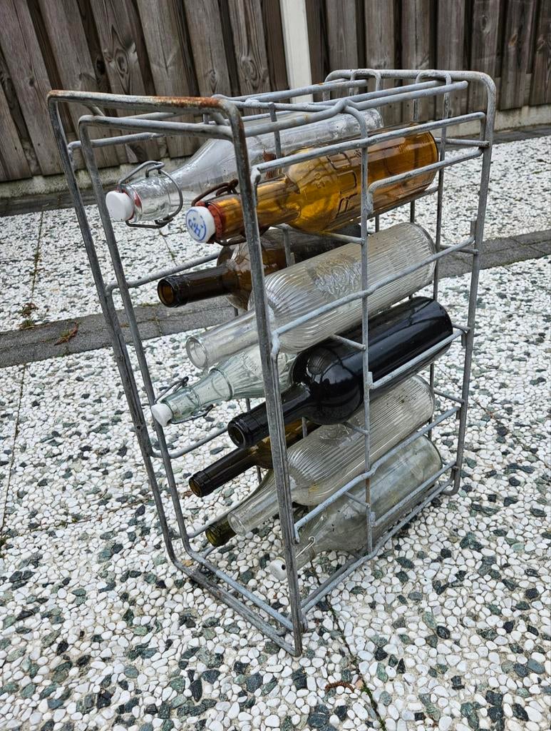 Metalen flessenrek, Huis en Inrichting, Ophalen, Gebruikt, Metaal, 5 tot 15 flessen