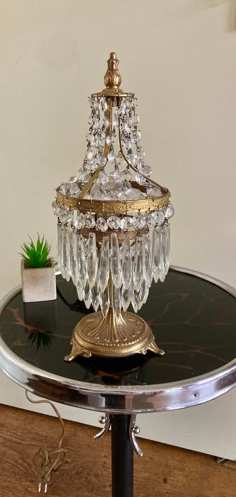 Franse messing kristallen druppels lamp girandoles pegels., Antiek en Kunst, Antiek | Lampen, Ophalen