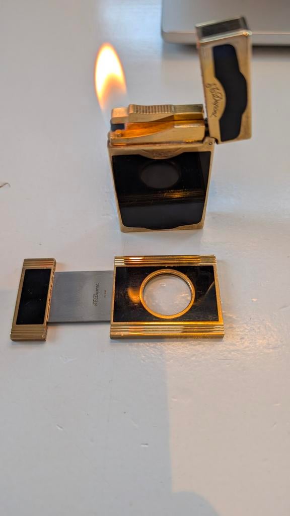 Dupont Maduro aansteker en cigaar knipper set, Ophalen of Verzenden, Gebruikt, Aansteker