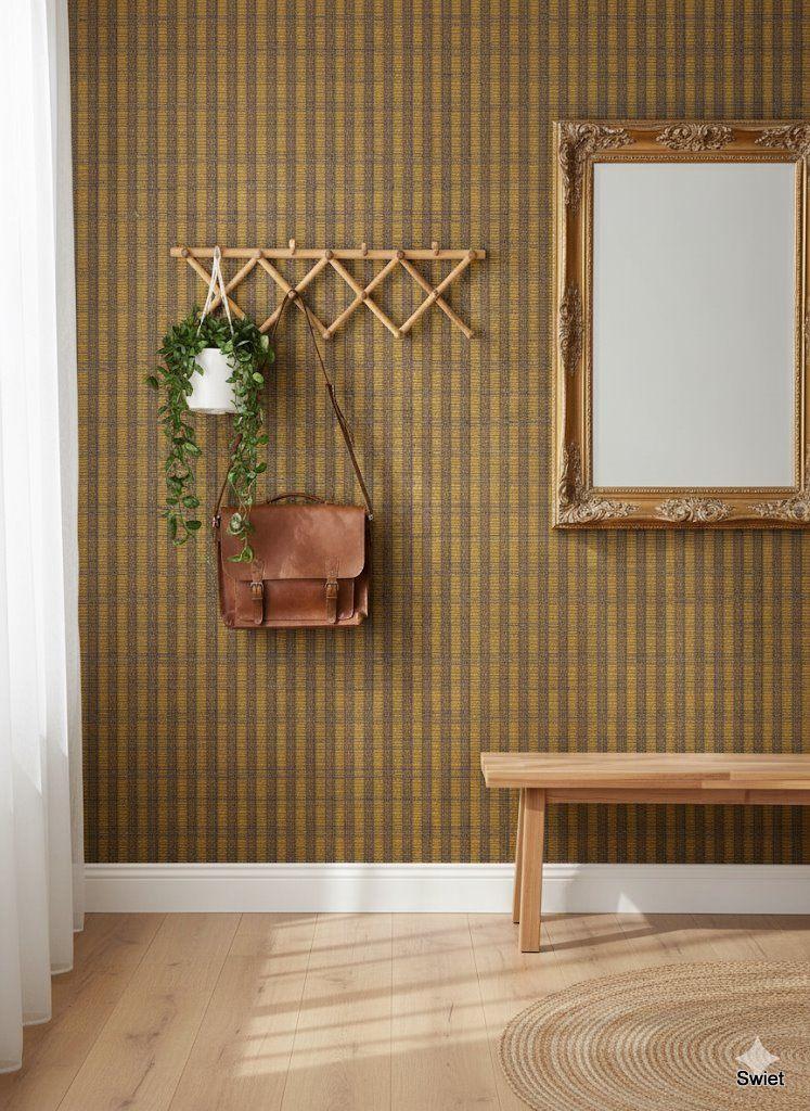 14187 Nadine Curry jute vintage behang burlap eco swiet, Verzenden, Minder dan 10 m², Bruin