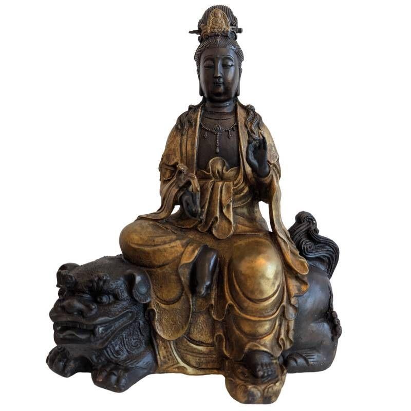 Vintage Chinees bronzen Guanyin-beeld LOT 153
