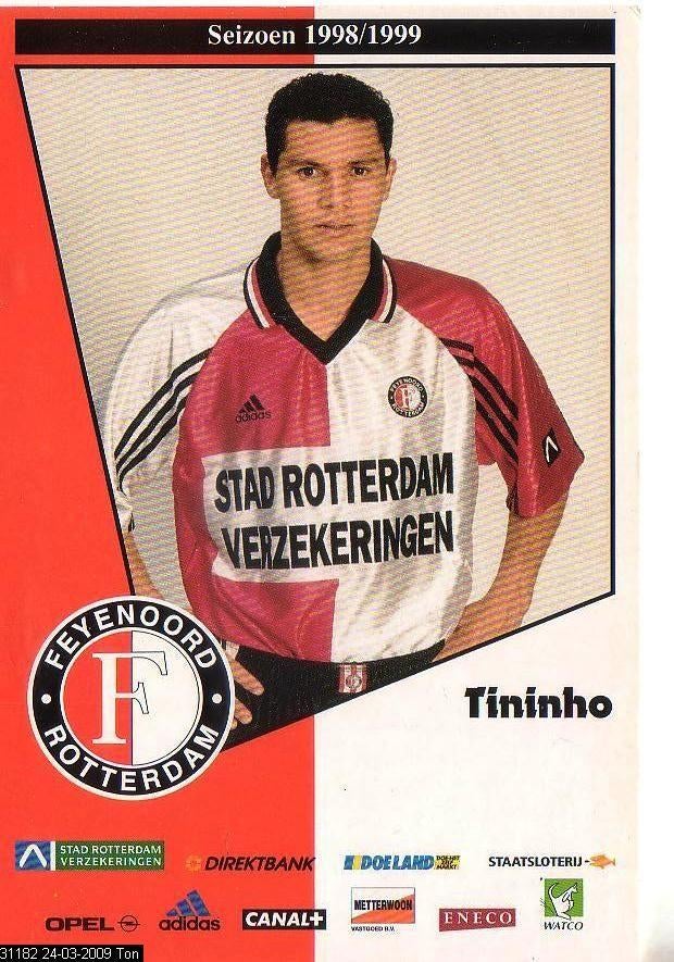 Promotiekaart	Tininho	Feyenoord	1998/99, Verzenden, 1980 tot heden, Sport en Spel