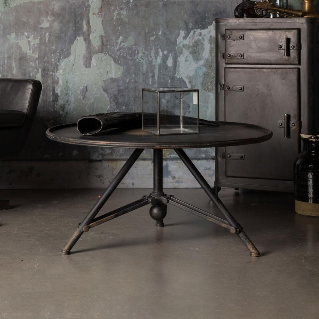 Dutchbone salontafel Brok 78cm zwart, Ophalen, 50 tot 100 cm, Rond, 50 tot 100 cm