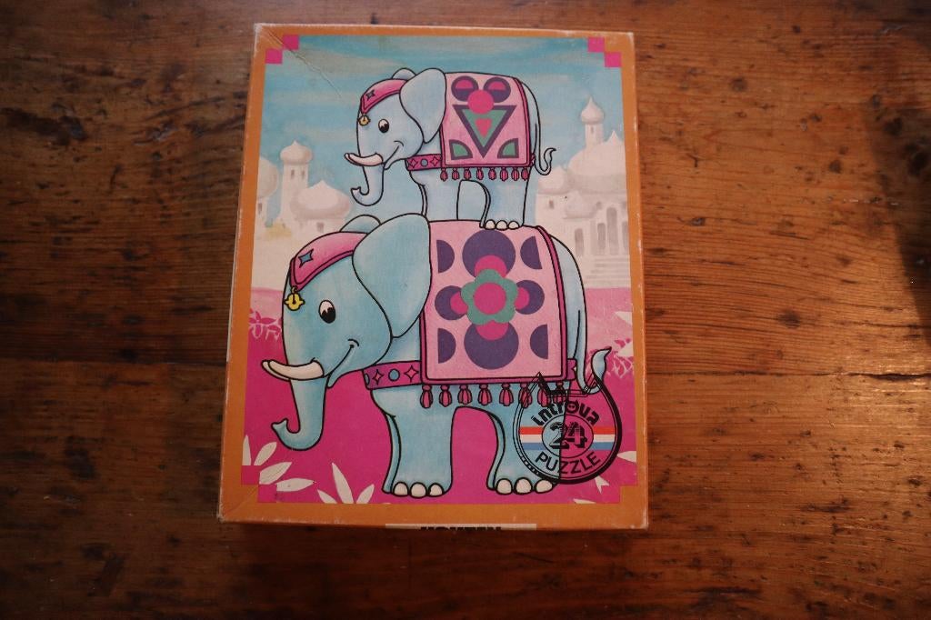 Introva houten kinder puzzel twee olifanten 24 stukjes, Ophalen of Verzenden, 10 tot 50 stukjes, Gebruikt, 2 tot 4 jaar