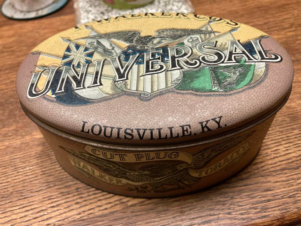 Vintage Universal Walker Cut Plug tobacco Tabaksdoos, Verzamelen, Blikken, Ophalen of Verzenden, Gebruikt, Overige