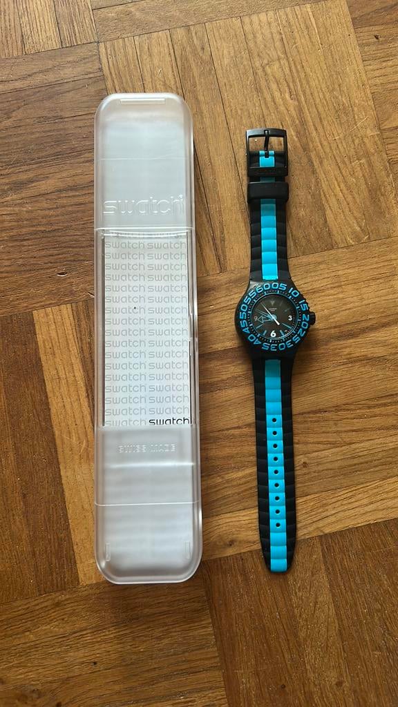 Swatch scuba diver 200 horloge blauw-zwart, Ophalen of Verzenden, Zo goed als nieuw, Blauw, Jongen of Meisje