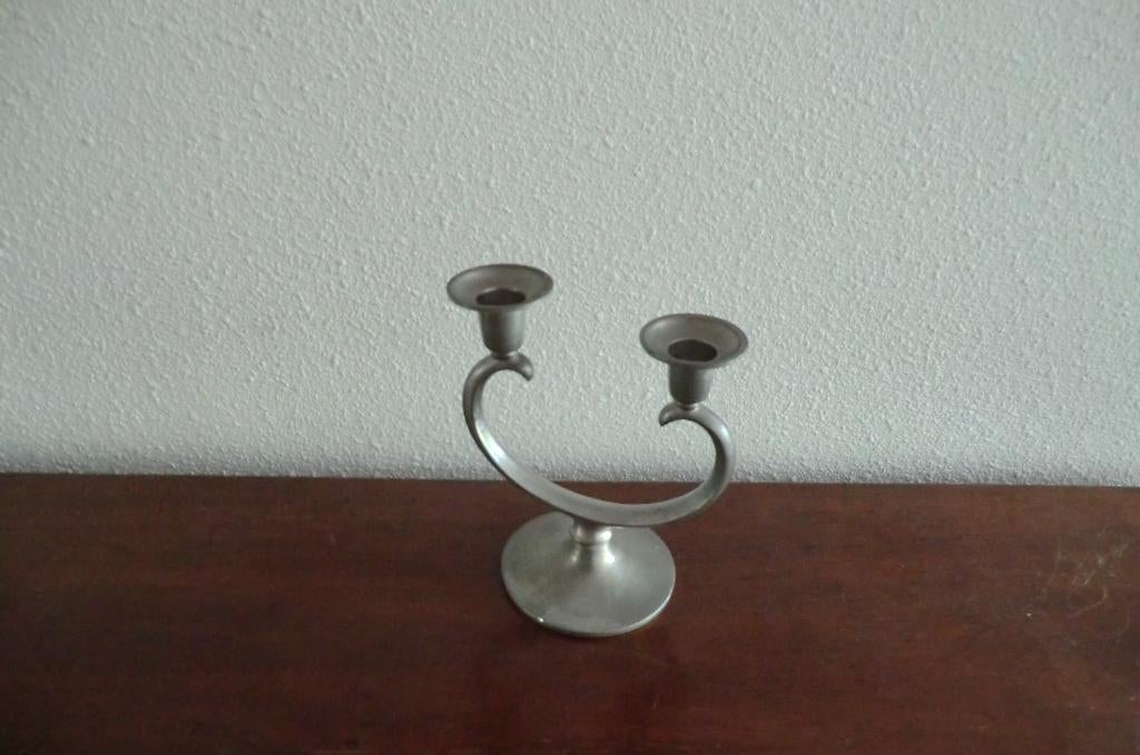vintage antieke tinnen kandelaar - Metawa Holland - art deco, Ophalen of Verzenden