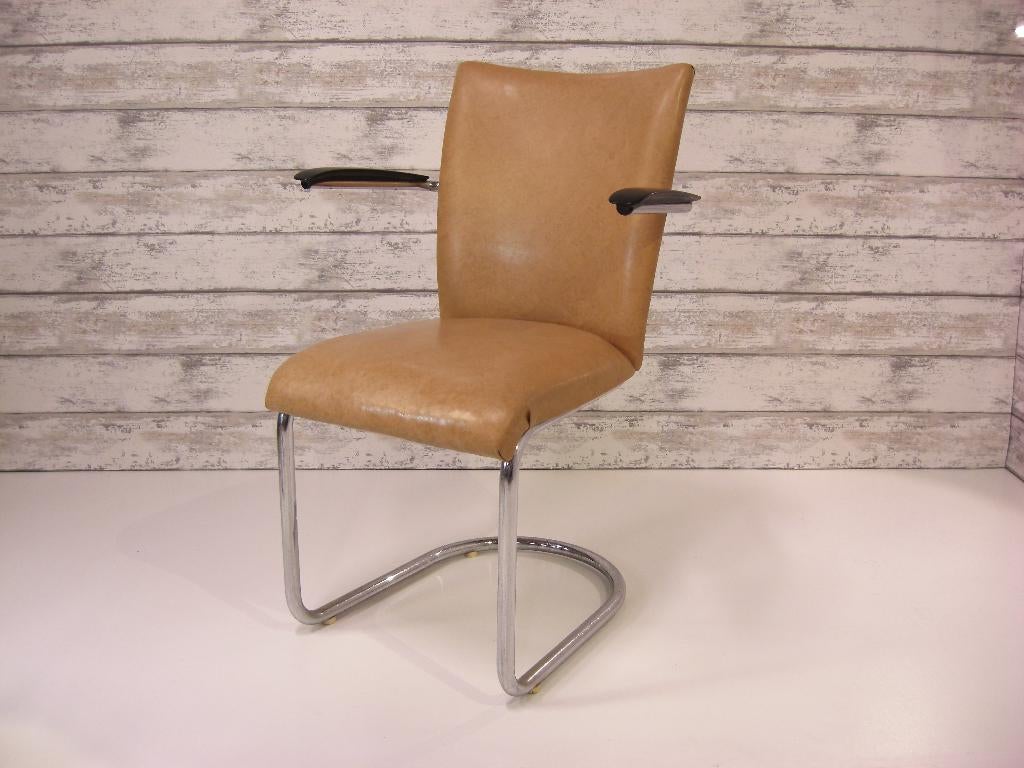 Gebr. De Wit stoel Model 1018, Ophalen, Gebruikt, Leer, Wit