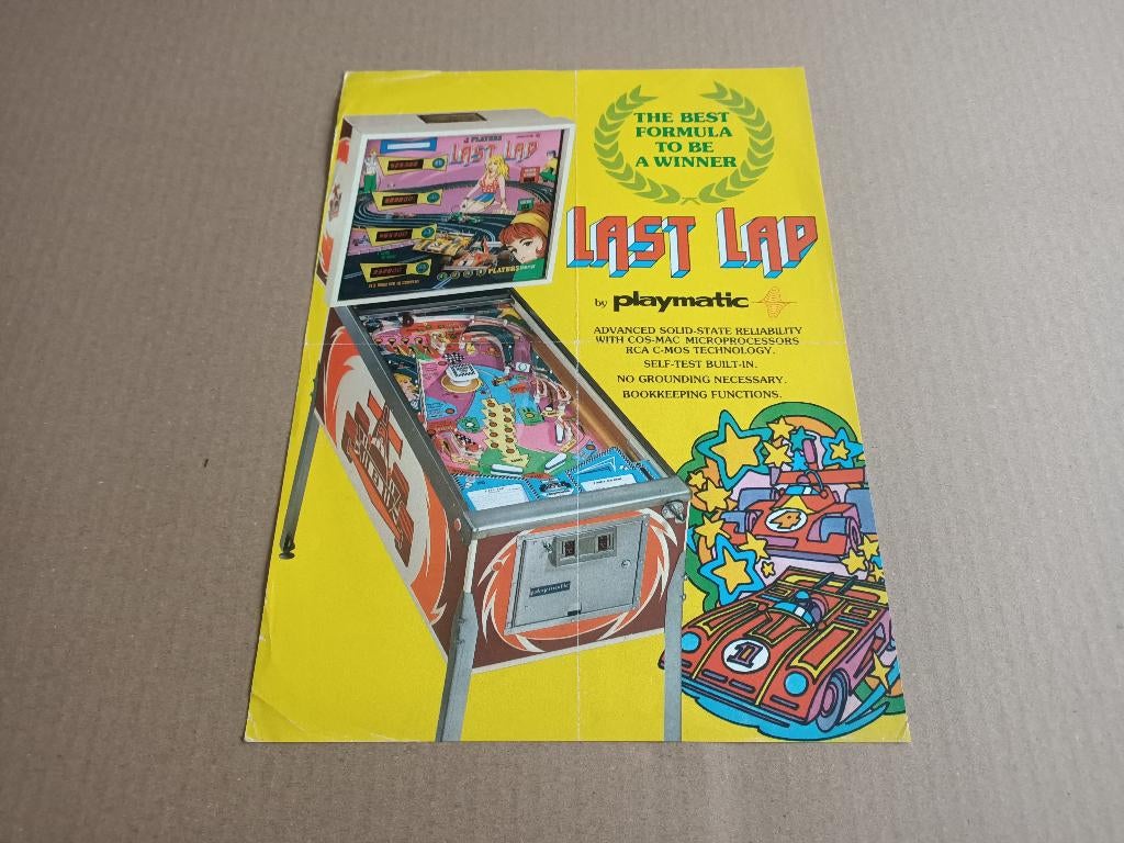 Flyer: Playmatic Last Lap (1978) Flipperkast, Ophalen of Verzenden, Gebruikt, Elektronisch, Flipperkast