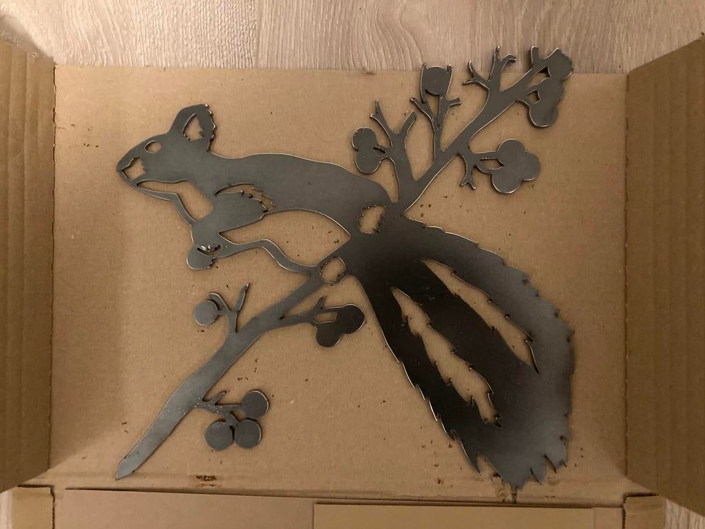 Te koop Cortenstaal eekhoorn op tak, Tuin en Terras, Ophalen, Nieuw