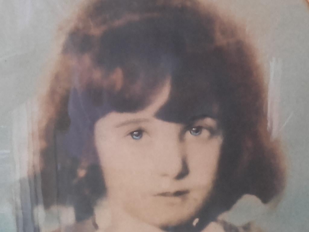 Antiek ingelijst portret uit Engeland aquarel op foto 59 cm., Ophalen of Verzenden