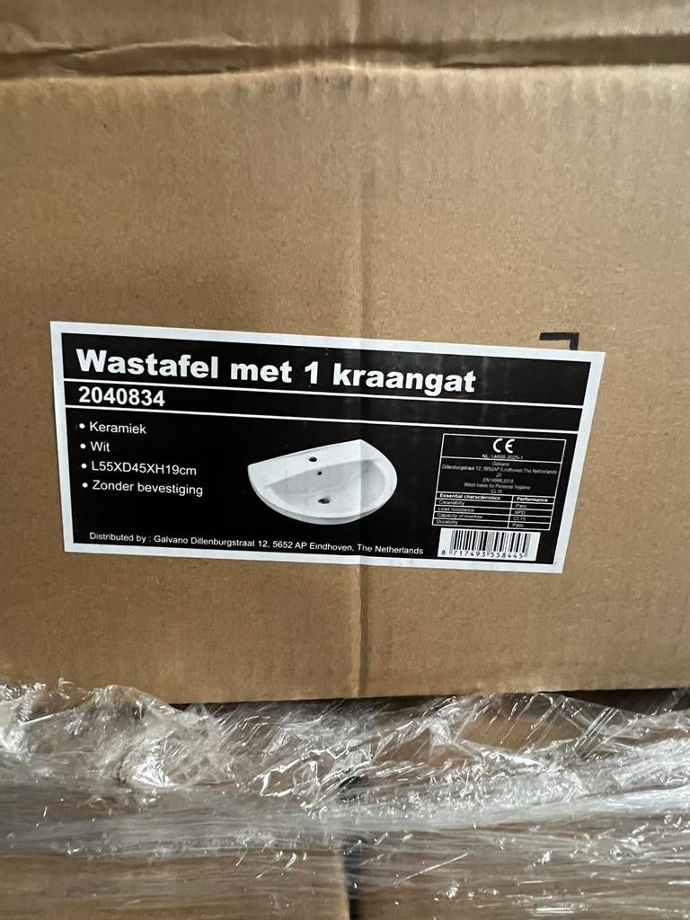 wastafel partij kwaliteit 41 stuks Nieuw in doos zie foto’s!, Ophalen, Nieuw, 50 tot 100 cm, Minder dan 100 cm