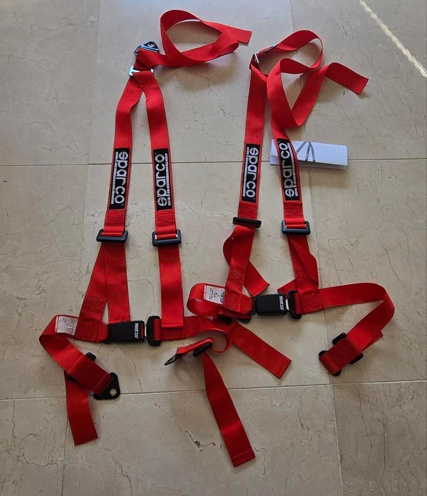 Sparco 3 punts gordels rood trackday rallye cross schroth, Auto-onderdelen, Interieur en Bekleding, Ophalen of Verzenden, Gebruikt