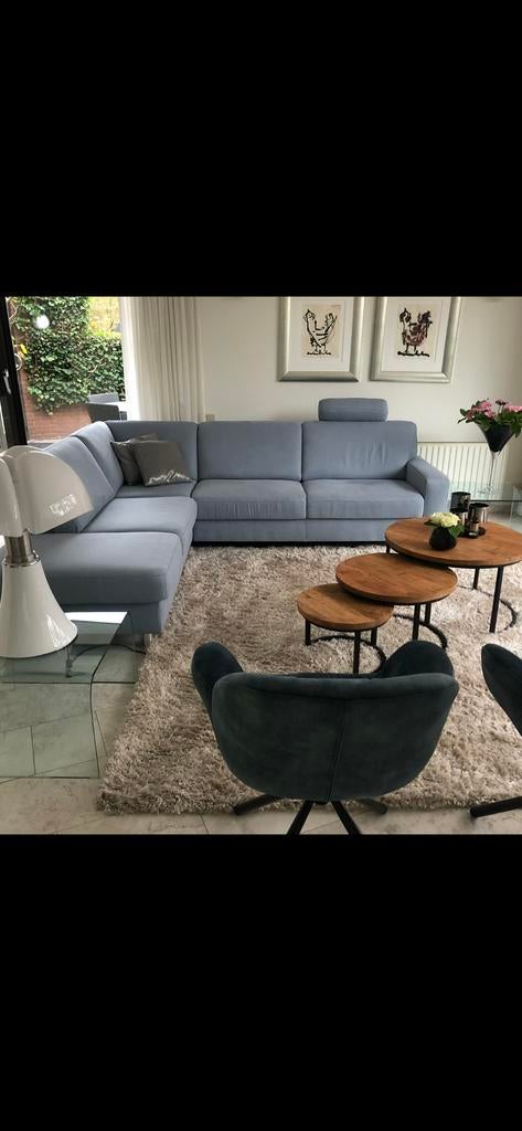 Lichtblauwe hoekbank, 250 tot 300 cm, Hoekbank, 75 tot 100 cm, Ophalen of Verzenden