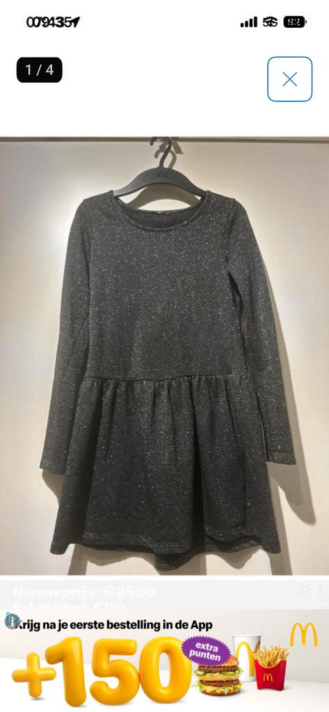 146 152 kurk zwart met zilver streepjes, Ophalen of Verzenden, Zo goed als nieuw, Meisje, Jurk of Rok