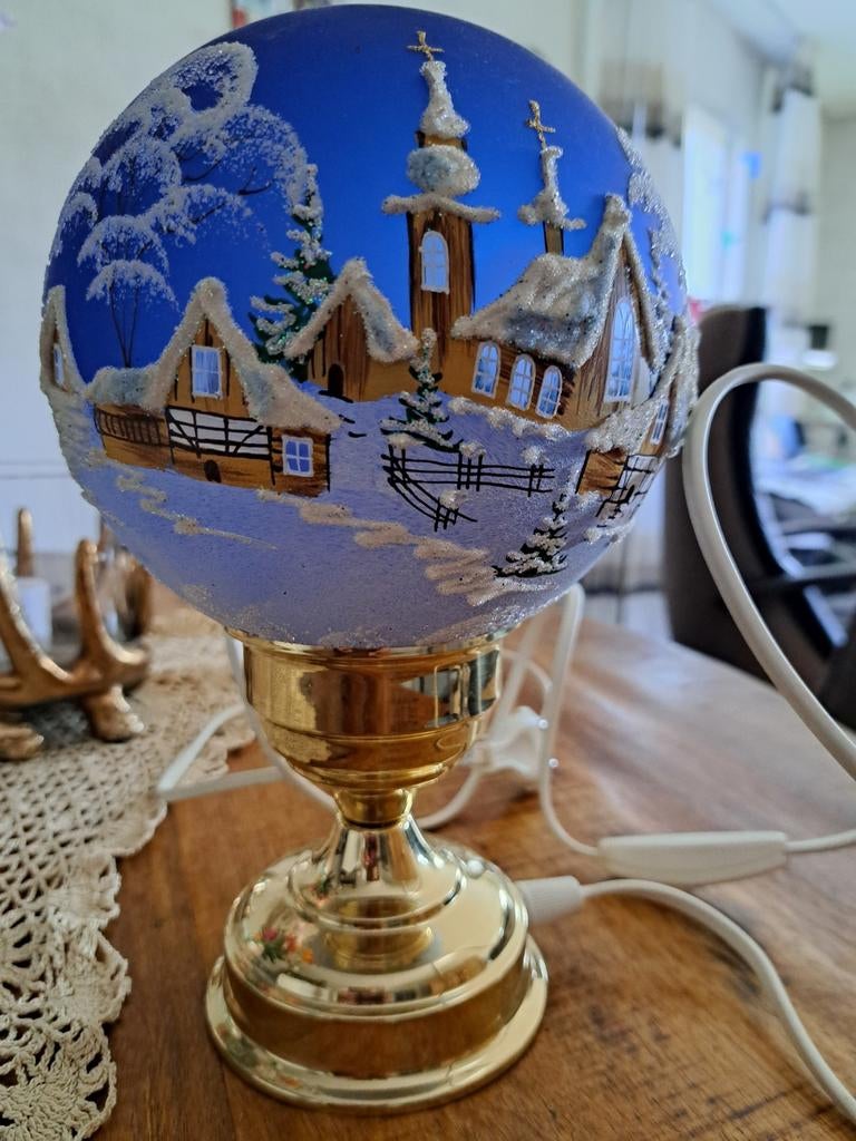 Kerstlamp, glas handbeschilderd, Ophalen