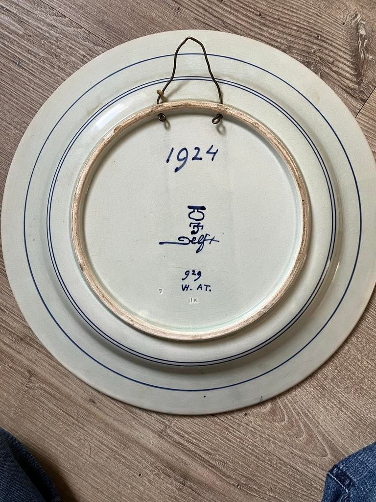 Delfts blauw wandbord, 1924, Ophalen
