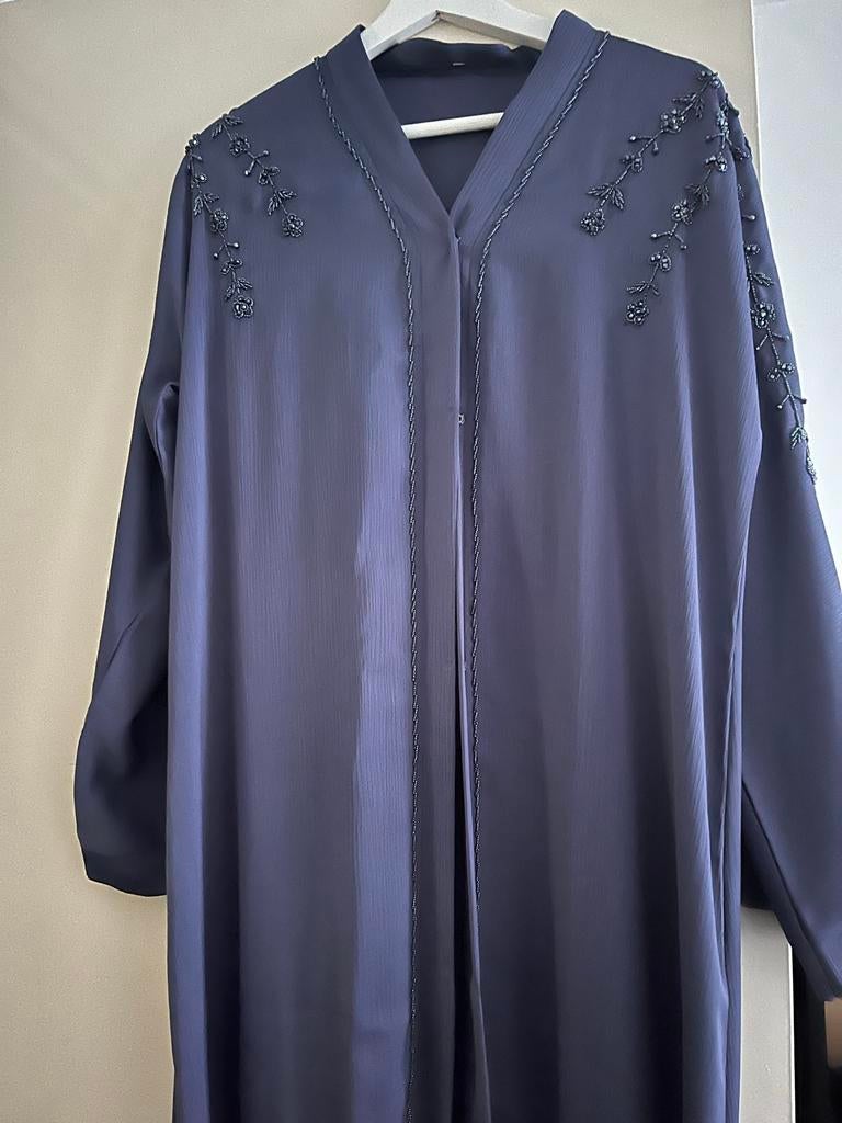 Elegante Dubai Abaya Maat 56 - blauw met kralen, Maat 38/40 (M), Blauw, Ophalen of Verzenden, Zo goed als nieuw