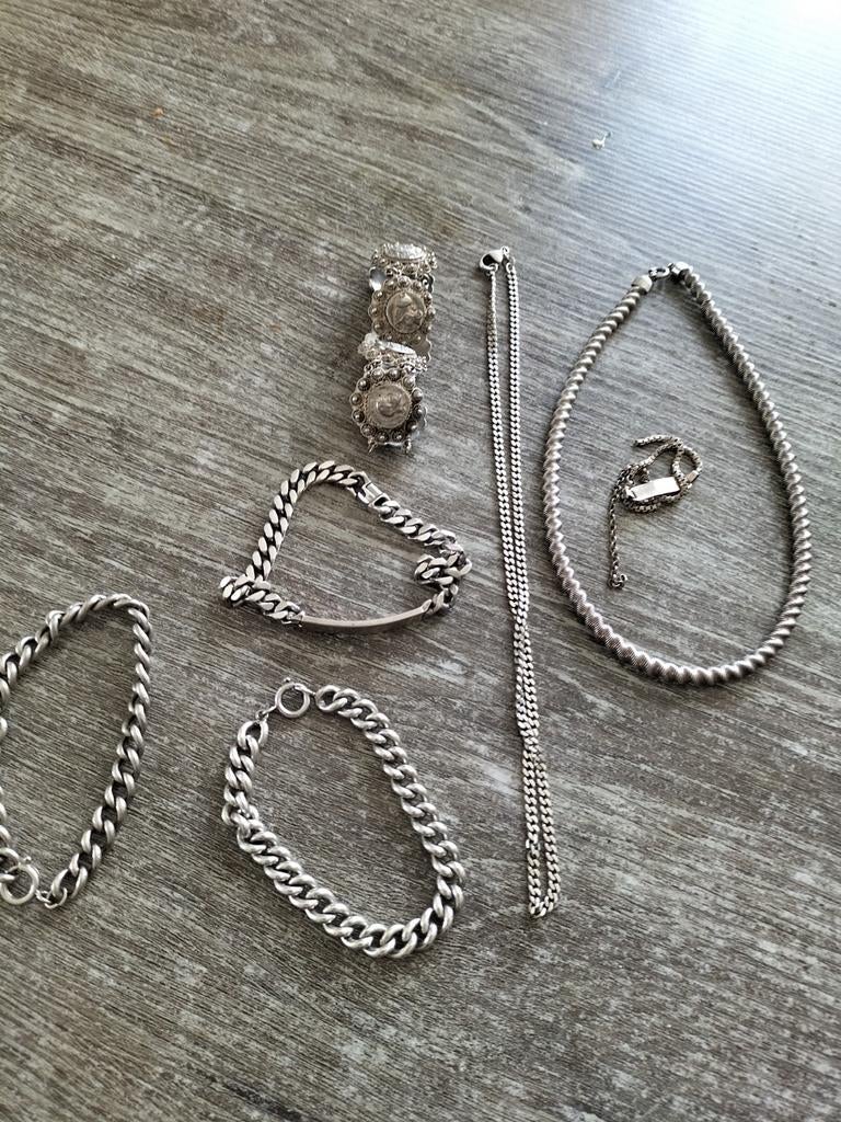 Prachtige antieke zilveren lot sieraden., Verzenden, Zilver