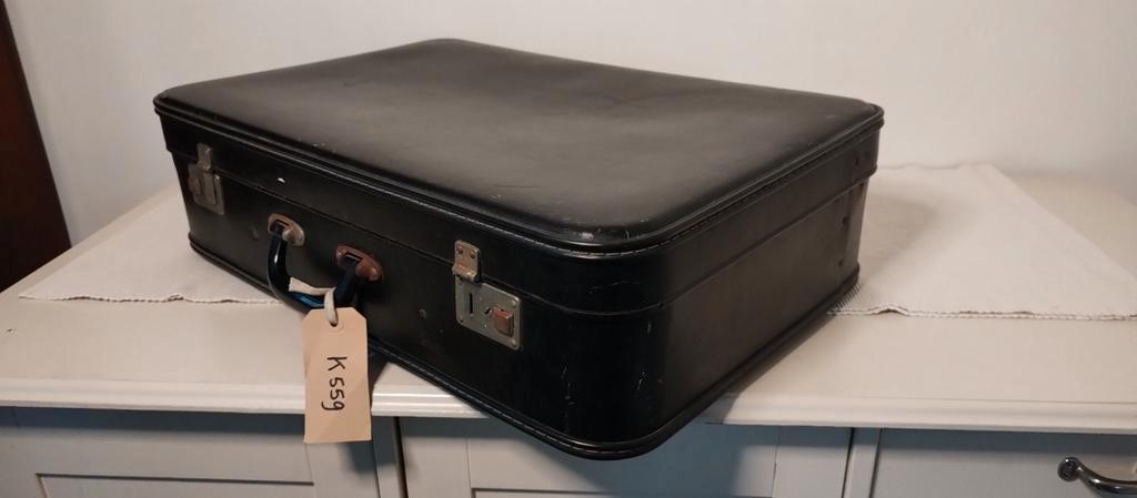 K559 VINTAGE jaren 60 koffer van geperst karton zwart, 60 tot 70 cm, Overige materialen, Gebruikt, Onbekend