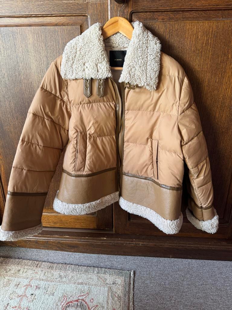 Pinko dames jas, Kleding | Dames, Ophalen of Verzenden, Zo goed als nieuw, Maat 42/44 (L), Beige