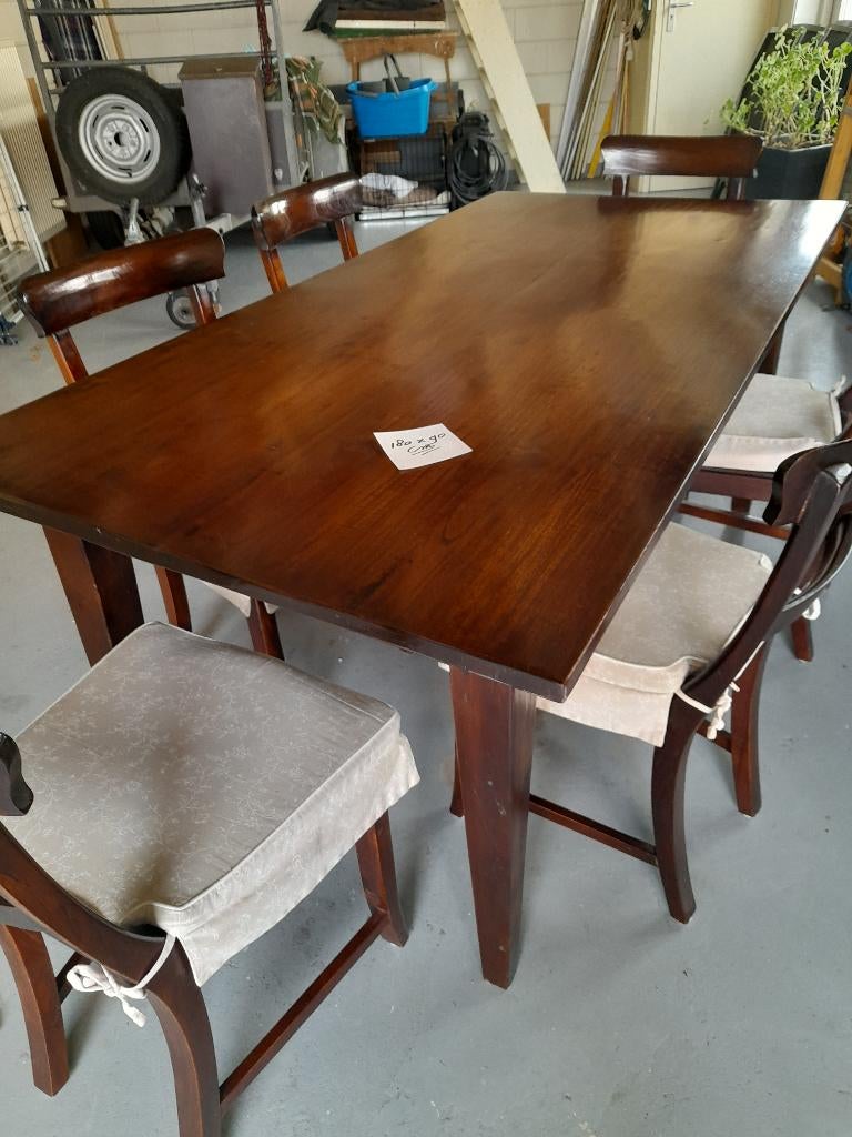 Eettafel met 6 stoelen, Huis en Inrichting, Tafels | Eettafels, Ophalen, Gebruikt, Eikenhout, 50 tot 100 cm