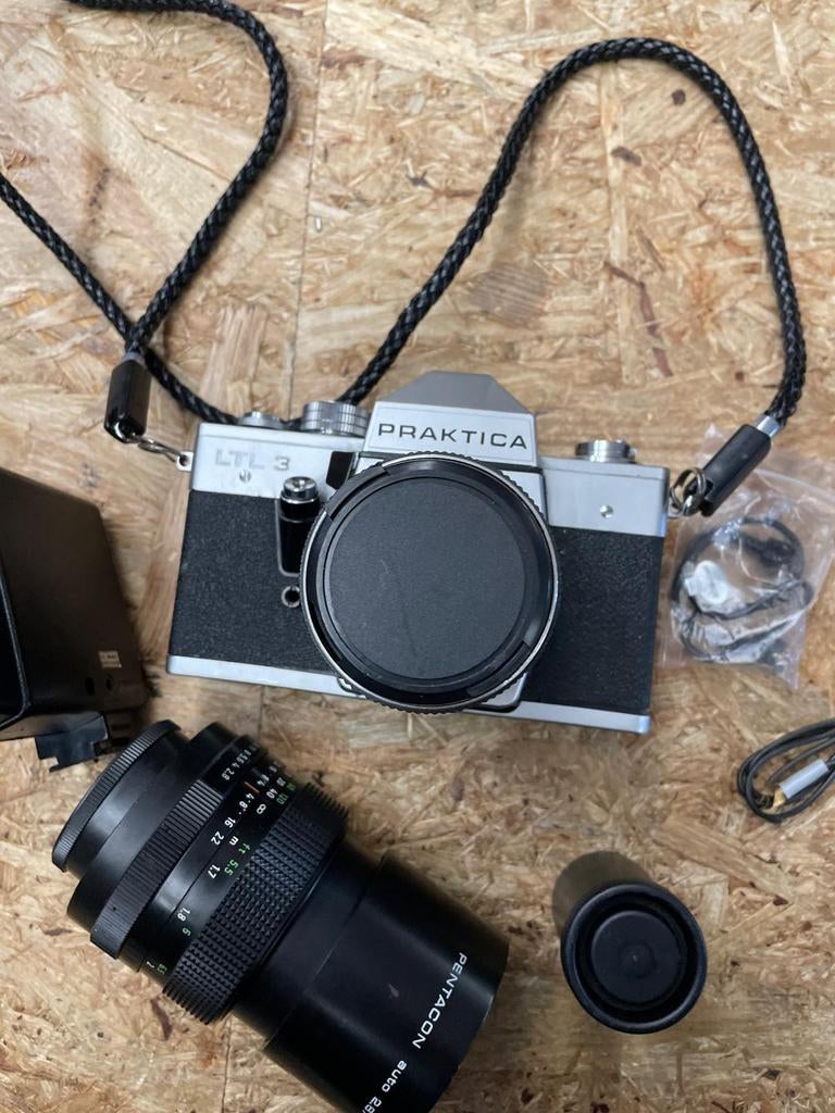 Praktica LTL 3 camera met lens, flits en opbergdoos, Ophalen of Verzenden