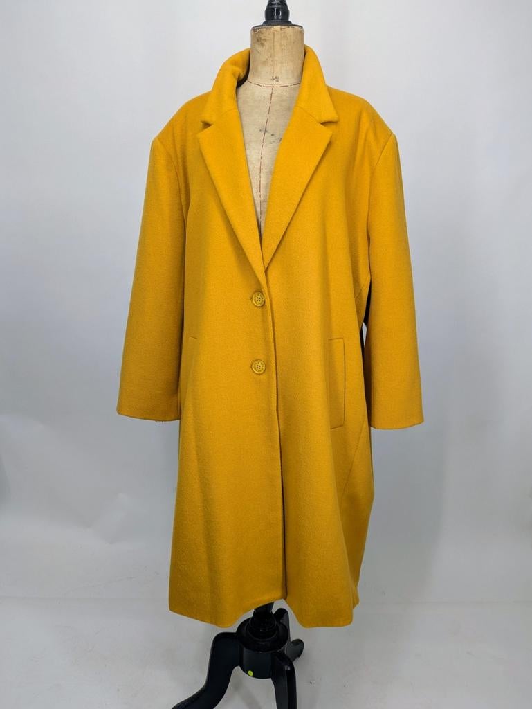 Mosterdgele oversized wollen mantel van Open End, Kleding | Dames, Open End, Geen idee, Geel, Ophalen of Verzenden