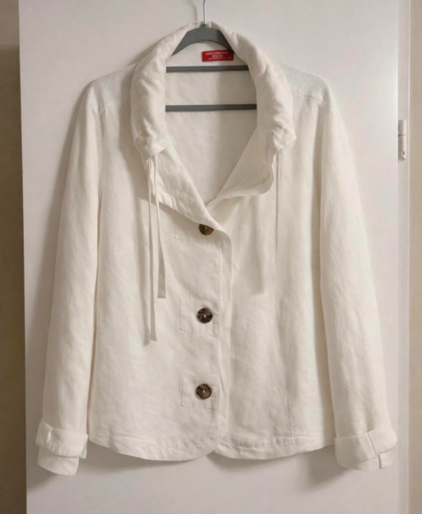 Witte linnen blouse Lisa Campione, Ophalen of Verzenden, Gedragen, Maat 38/40 (M), Wit