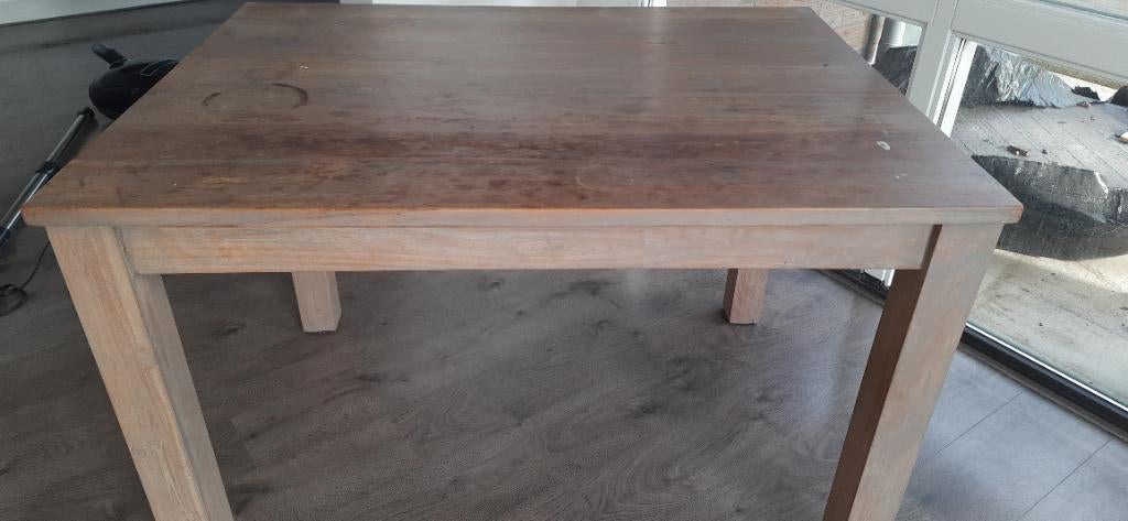 Massief houten tafel, Ophalen, Gebruikt, 50 tot 100 cm, Vier personen