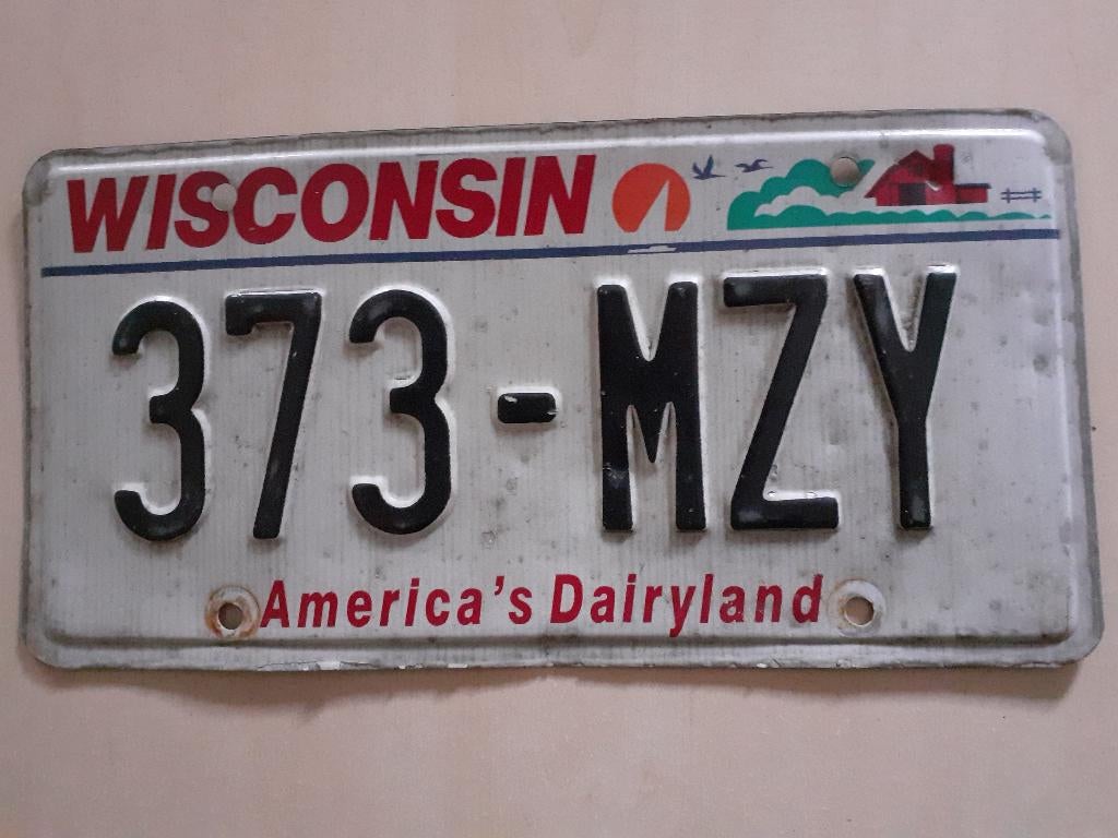 Kentekenplaat Wisconsin Amerika usa., Verzamelen, Automerken, Motoren en Formule 1, Ophalen of Verzenden, Gebruikt, Auto's