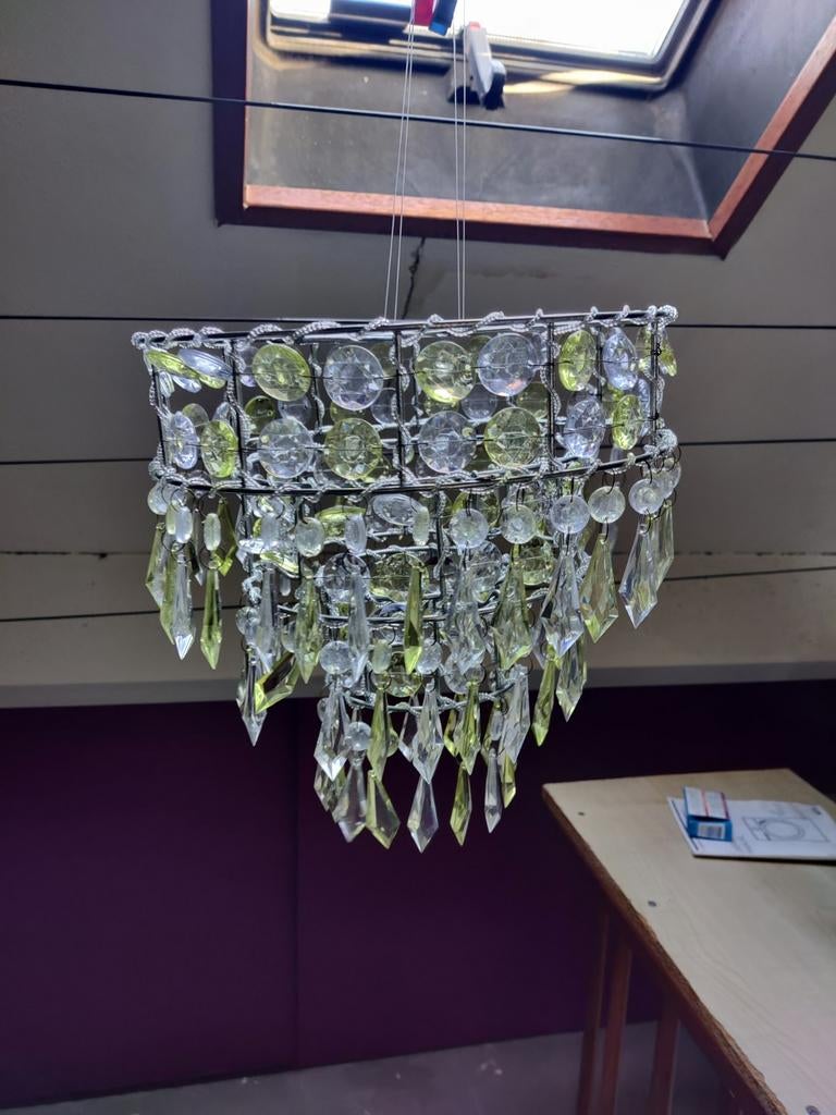 Hanglamp met glazen kralen, Ophalen, Gebruikt, Minder dan 50 cm