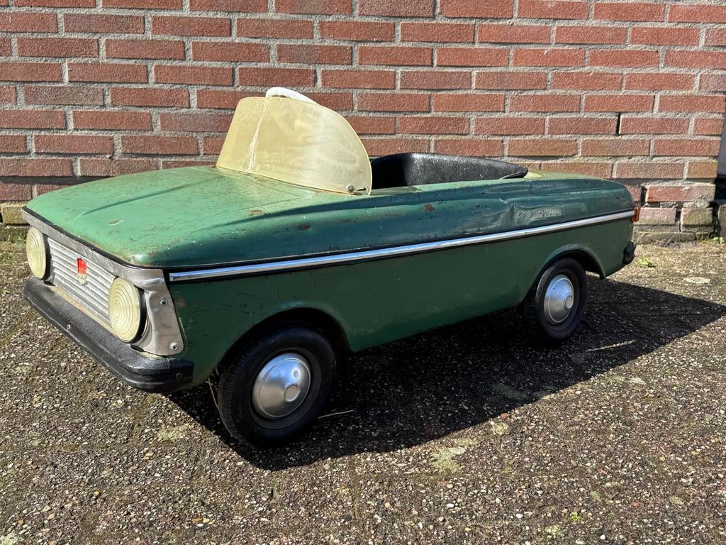 Vintage Moskvich Trapauto - Groen, Jaren '70, Antiek en Kunst, Antiek | Speelgoed, Ophalen