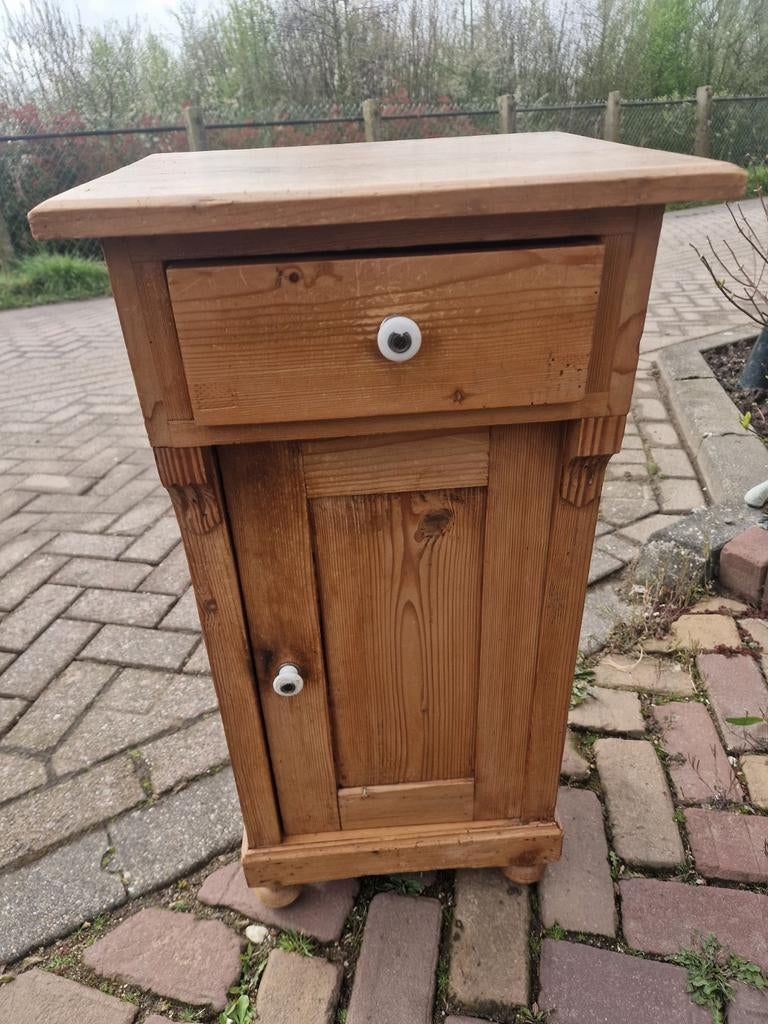 Nachtkastje grenen met lade, Ophalen of Verzenden, Gebruikt, Minder dan 45 cm