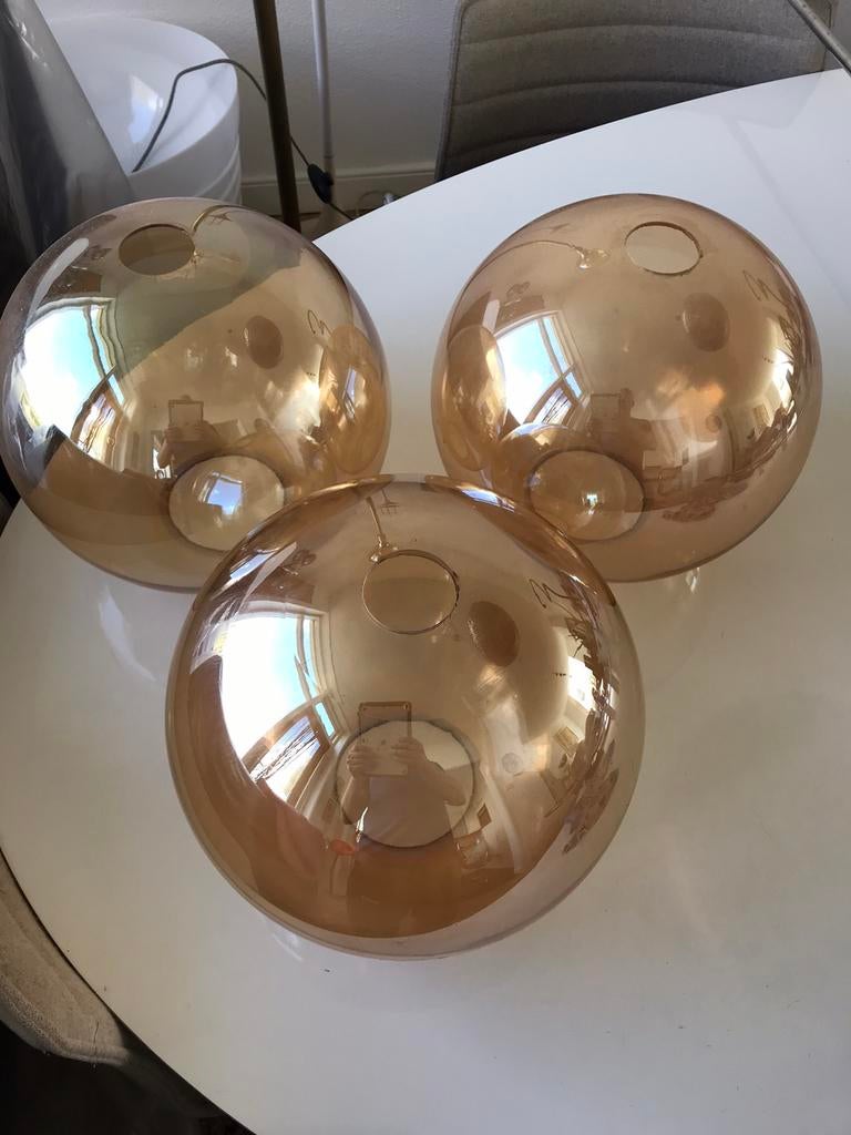 3 glazen glasbollen bol lamp hanglamp tafellamp vloerlamp, Ophalen, Gebruikt, Minder dan 100 cm