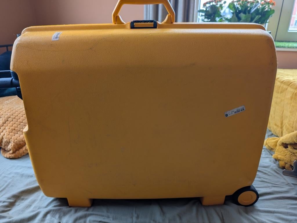 Nette knalgele Samsonite koffer, Gebruikt, 45 tot 55 cm, Ophalen of Verzenden, Wieltjes
