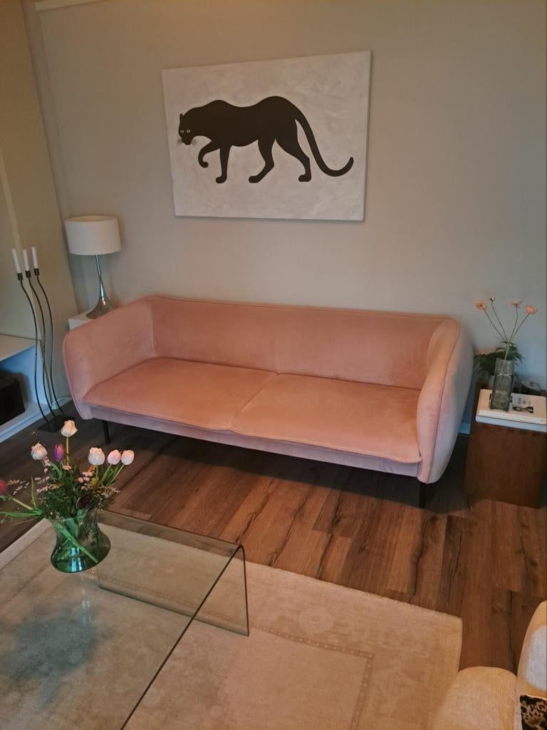 Roze fluwelen bank van Dutch Tribes, Ophalen of Verzenden, 75 tot 100 cm, Stof