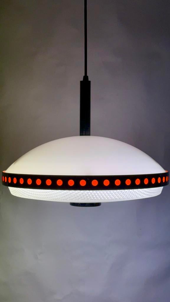 Vintage Massive Hanglamp Space Age UFO Oranje 70s Lamp, Huis en Inrichting, Lampen | Hanglampen, Ophalen of Verzenden, Zo goed als nieuw