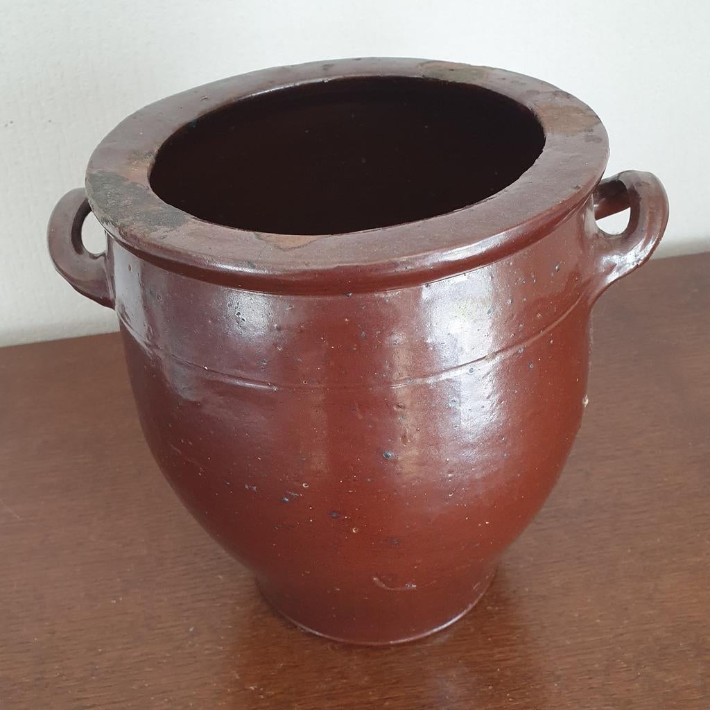 Oude Keulse pot, bruin aardewerk, Ophalen
